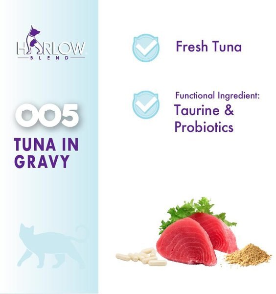 Show full view: Harlow Blend Tuna in Gravy Recipe Wet Cat Food, 80-g can, case of 24 slide 5 of 7