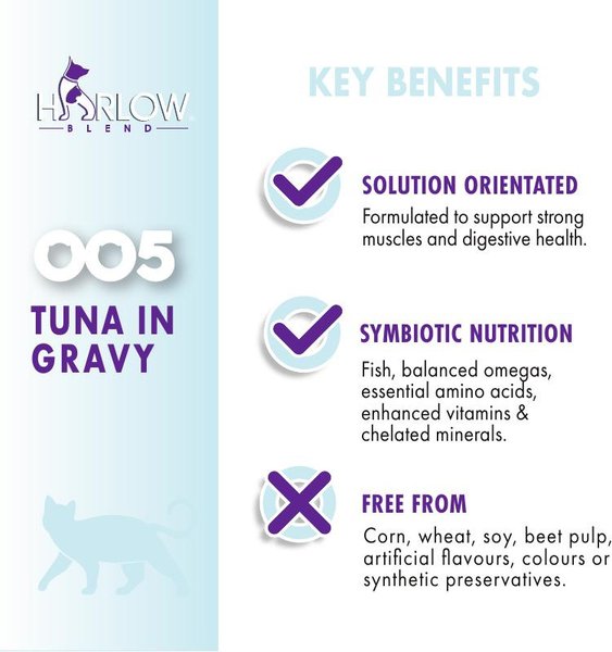 Show full view: Harlow Blend Tuna in Gravy Recipe Wet Cat Food, 80-g can, case of 24 slide 3 of 7