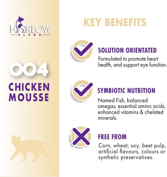 Show full view: Harlow Blend Chicken Mousse Recipe Wet Cat Food, 80-g can, case of 24 slide 3 of 7