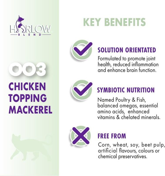 Show full view: Harlow Blend Chicken Topping Mackerel Recipe Wet Cat Food, 80-g can, case of 24 slide 3 of 7