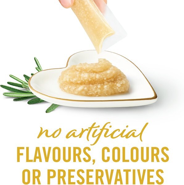 Show full view: Fancy Feast Savoury Puree Naturals Best Sellers Variety Pack Lickable Cat Treats, 10-g sachet, case of 16 slide 3 of 9