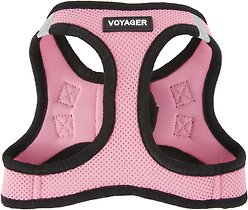 Best Pet Supplies Voyager Black Trim Mesh Dog Harness, Pink, Medium