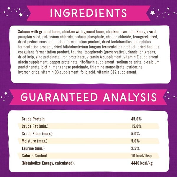 Show full view: Stella & Chewy's Marie’s Magical Dinner Dust Wild Caught Salmon & Cage Free Chicken Recipe Freeze-Dried Raw Cat Food Topper, 7-oz bag slide 3 of 7