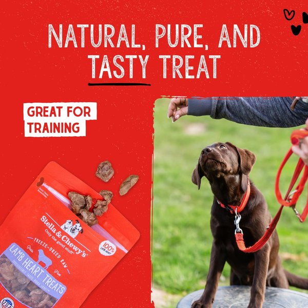 Show full view: Stella & Chewy's Lamb Heart Freeze-Dried Raw Dog Treats, 3-oz bag slide 4 of 9