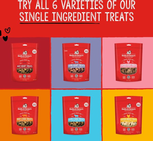 Show full view: Stella & Chewy's Beef Heart Freeze-Dried Raw Dog Treats, 3-oz bag slide 7 of 9