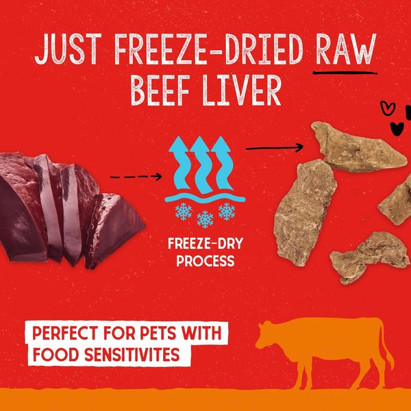 Show full view: Stella & Chewy's Beef Liver Freeze-Dried Raw Dog Treats, 3-oz bag slide 5 of 9