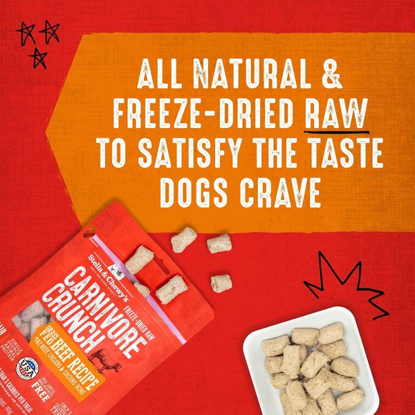 Show full view: Stella & Chewy's Carnivore Crunch Grass-Fed Beef Recipe Freeze-Dried Raw Dog Treats, 3.25-oz bag slide 4 of 10