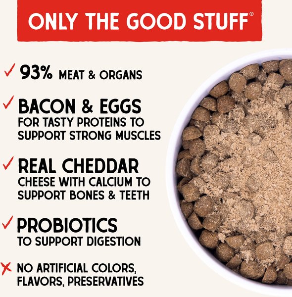 Show full view: Stella & Chewy's Marie's Magical Breakfast Sprinkles Freeze-Dried Raw Bacon, Egg & Cheese Recipe Grain-Free Dog Food Topper, 7-oz bag slide 3 of 10