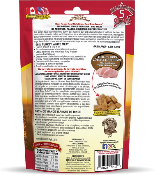 Show full view: Benny Bullys Turkey Chops Raw Freeze-Dried Dog Treats, 60-g bag slide 3 of 5