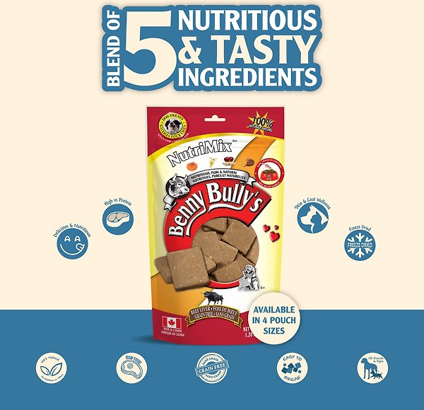 Show full view: Benny Bullys Nutrimix Freeze-Dried Dog Treats, 1200-g bag slide 4 of 5