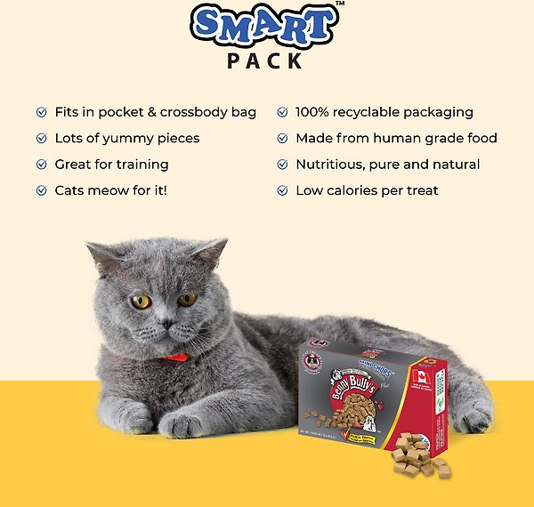 Show full view: Benny Bullys Mini Chops Smart Pack Beef Liver Plus Beef Heart Freeze-Dried Cat Treats, 18-g box slide 3 of 5