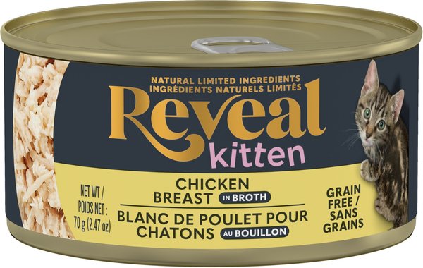 Show full view: Reveal Natural Limited Ingredient Grain-Free Chicken Breast in Broth Wet Kitten Food, 2.47-oz, case of 12 slide 4 of 9