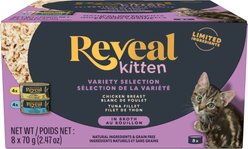 Reveal Natural Limited Ingredient Grain-Free Chicken & Tuna in Broth Variety Pack Wet Kitten Food, 2.47-oz, case of 8