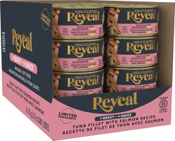 Reveal Natural Grain-Free Tuna with Salmon in Gravy Flavored Wet Cat Food, 2.47-oz can, case of 24