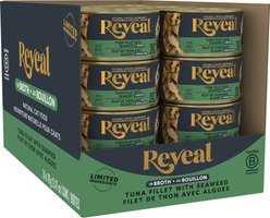 Reveal Natural Grain-Free Tuna with Seaweed in Broth Flavored Wet Cat Food, 2.47-oz can, case of 24