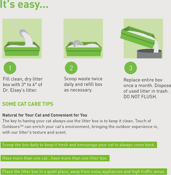 Show full view: Dr. Elsey's Touch of Outdoors Stress-Reducing Clumping Clay Cat Litter, 9.07-kg bag slide 4 of 6