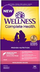 Wellness Complete Health Sensitive Skin & Stomach Natural Adult Salmon & Rice Recipe Dry Dog Food, 10.88-kg bag