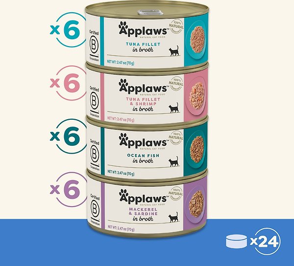 Show full view: Applaws Fish Broth Variety Pack Wet Cat Food, 2.47-oz, case of 24 slide 7 of 8