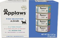 Applaws Fish Broth Variety Pack Wet Cat Food, 2.47-oz, case of 24