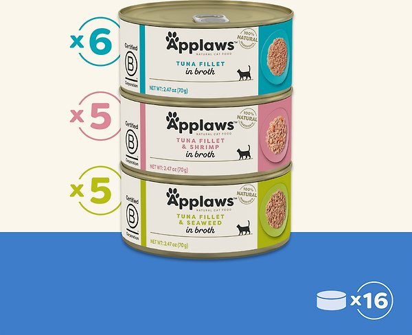 Show full view: Applaws Fish Selection in Broth Variety Pack Wet Cat Food, 2.47-oz can, case of 16 slide 7 of 8
