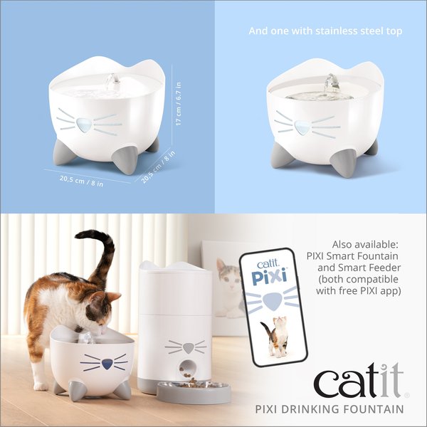 Show full view: Catit PIXI Stainless Steel Top Cat Fountain, 2.5-L slide 9 of 10