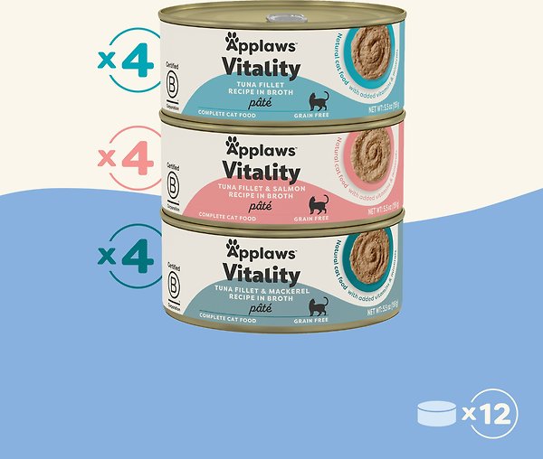Show full view: Applaws Vitality Fish Pate Selection Grain-Free Wet Cat Food, 5.5-oz can, case of 12 slide 5 of 9