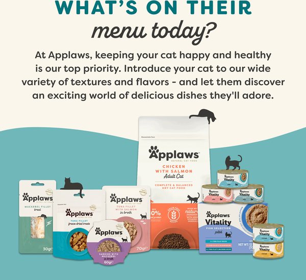 Show full view: Applaws Vitality Tuna Fillet & Mackerel Recipe Pate Grain-Free Wet Cat Food, 2.47-oz can, case of 24 slide 7 of 9