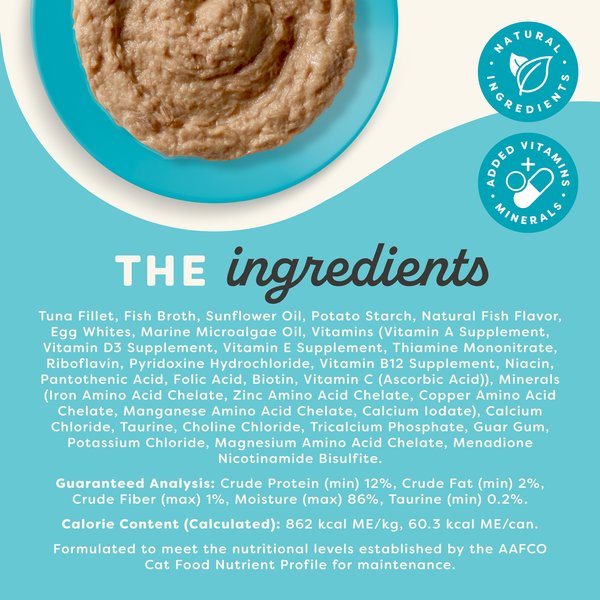 Show full view: Applaws Vitality Tuna Fillet Recipe Pate Grain-Free Wet Cat Food, 5.5-oz can, case of 24 slide 3 of 9