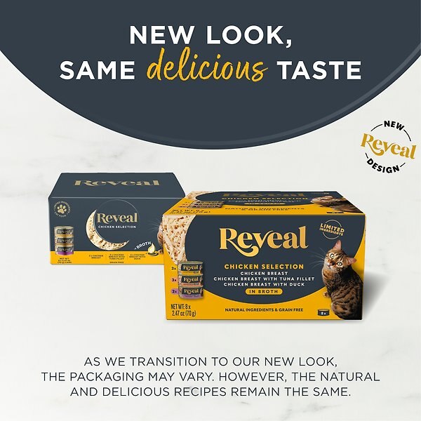 Show full view: Reveal Natural Chicken in Broth Variety Pack Grain-Free Wet Cat Food, 2.47-oz can, case of 8 slide 6 of 10