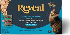 Reveal Natural Fish in Broth Variety Pack Grain-Free Wet Cat Food, 2.47-oz can, case of 8