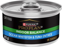 Purina Pro Plan Indoor Balance Ocean Whitefish Entree Wet Cat Food, 85-g can, case of 24