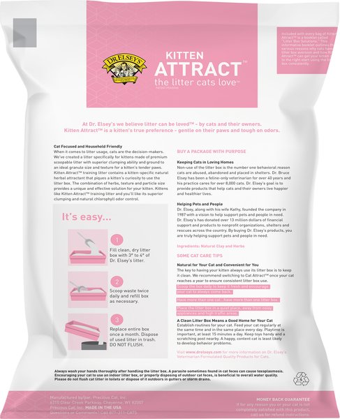 Show full view: Dr. Elsey's Kitten Attract Clumping Clay Cat Litter, 9.07-kg bag slide 5 of 14