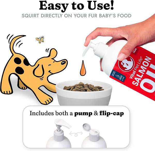 Show full view: Vital Pet Life Salmon Oil Skin & Coat Health Liquid Cat & Dog Supplement, 946-ml bottle slide 3 of 8