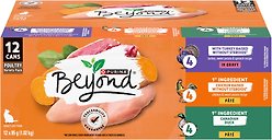 Purina Beyond Poultry Variety Pack Chicken & Sweet Potato, Cage-Free Turkey, Sweet Potato & Spinach, & Canadian Duck & Sweet Potato Wet Cat Food, 85-g can, case of 12