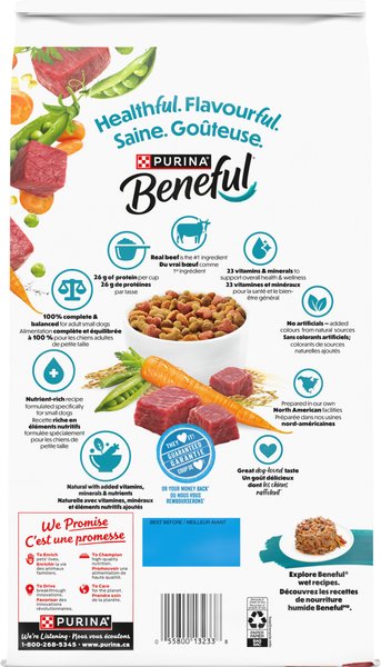 Show full view: Purina Beneful IncrediBites for Small Dogs with Real Beef Dry Dog Food, 1.6-kg bag slide 4 of 17