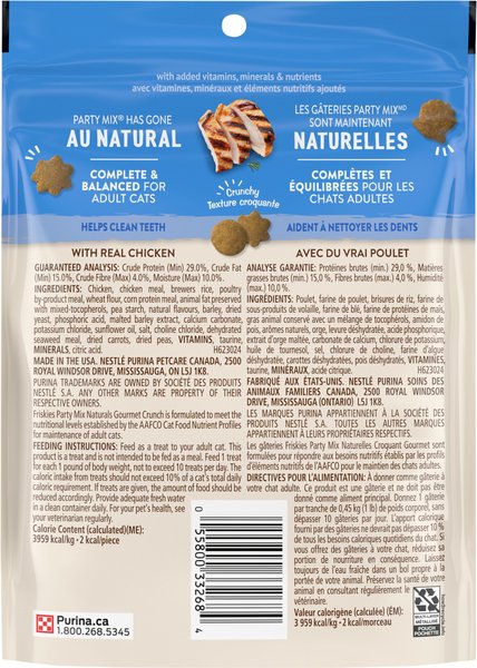 Show full view: Friskies Party Mix Naturals Gourmet Crunch with Real Chicken Cat Treats, 170-g pouch slide 4 of 18