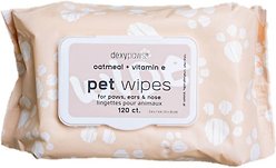 Dexypaws Oatmeal & Vitamin E Dog Cleansing Dog & Cat Wipes, 120 count