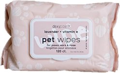 Dexypaws Lavender & Vitamin E Dog Cleansing Dog & Cat Wipes, 120 count