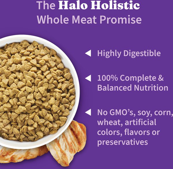 Show full view: Halo Holistic Grain-Free Wild-Caught Salmon & Whitefish Recipe Complete Digestive Health Dry Kitten Food, 1.36-kg bag slide 4 of 10