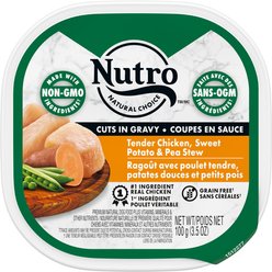 Nutro Natural Choice Cuts in Gravy Tender Chicken, Sweet Potato & Pea Stew Adult Wet Dog Food, 100-g tray, case of 24