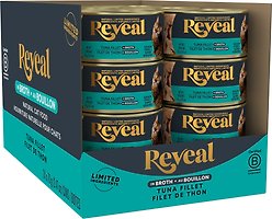 Reveal Natural Grain-Free Tuna Fillet in Broth Flavored Wet Cat Food, 2.47-oz can, case of 24