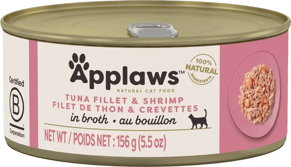 Show full view: Applaws Tuna Fillet with Shrimp Canned Cat Food, 5.5-oz can, case of 24 slide 3 of 10