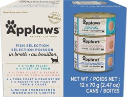 Applaws Fish Variety Pack in Broth Limited Ingredient Canned Wet Cat Food, 2.47-oz can, case of 12