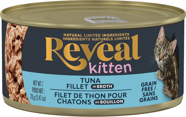 Show full view: Reveal Natural Limited Ingredient Grain-Free Tuna Fillet in Broth Wet Kitten Food, 2.47-oz, case of 12 slide 4 of 8