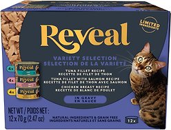 Reveal Natural Grain-Free Variety of Fish & Chicken in Gravy Flavored Wet Cat Food, 2.47-oz can, case of 12