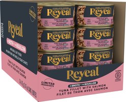Reveal Natural Grain-Free Tuna Fillet with Salmon in Broth Flavored Wet Cat Food, 2.47-oz can, case of 24