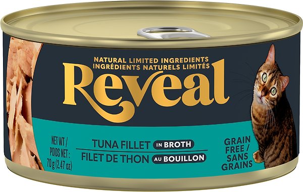 Show full view: Reveal Natural Grain-Free Tuna Fillet in Broth Flavored Wet Cat Food, 2.47-oz can, case of 24 slide 4 of 11