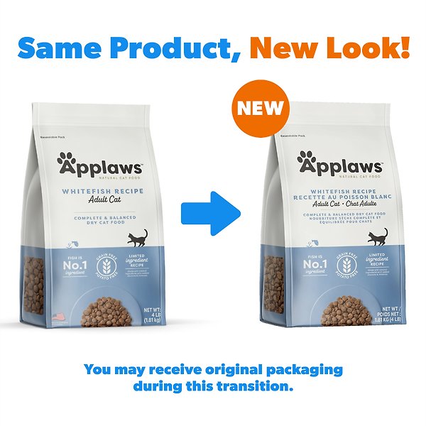 Show full view: Applaws Adult Complete Whitefish Recipe with Country Vegetables Grain-Free Dry Cat Food, 1.81-kg bag slide 3 of 10