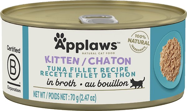 Show full view: Applaws Tuna Fillet in Broth Wet Kitten Food, 2.47-oz can, case of 24 slide 3 of 10