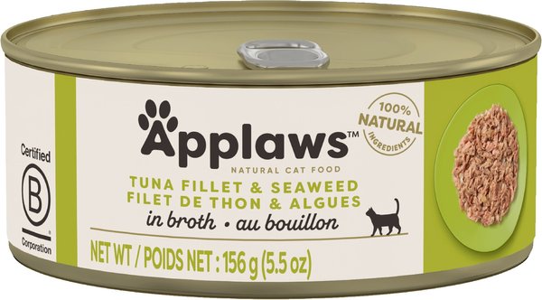 Show full view: Applaws Tuna Fillet with Seaweed Canned Cat Food, 5.5-oz can, case of 24 slide 3 of 10